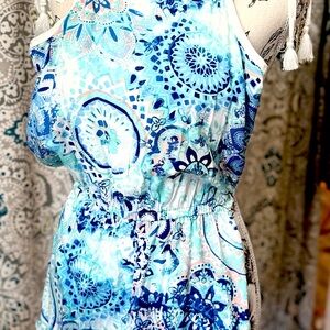 Justice Blue and White Patterned Dress